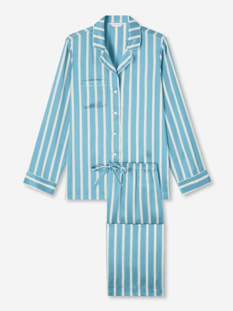 Derek Rose Women's Pyjamas Brindisi 88 Silk Satin Blue