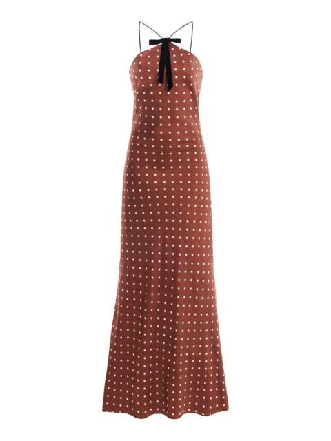 RODARTE Polka-Dot Silk-Twill Midi Dress brown