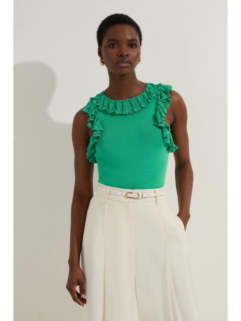 KAREN MILLEN Ruffle Trim Knitted Top