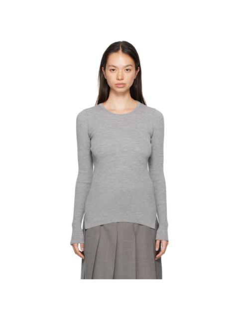 AURALEE Gray Super Fine Wool High Gauge Rib Knit Sweater | REVERSIBLE