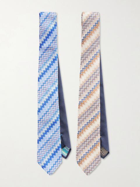 Missoni Two-Pack 7cm Silk-Jacquard Tie Multi