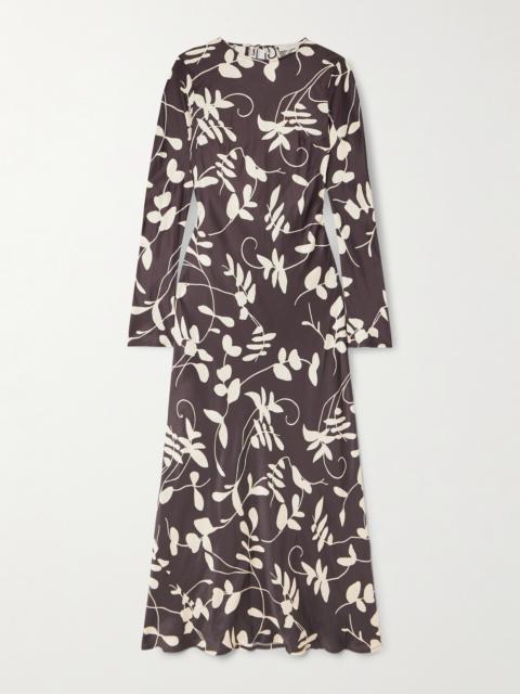 FAITHFULL Faroe Open-back Printed Satin Maxi Dress