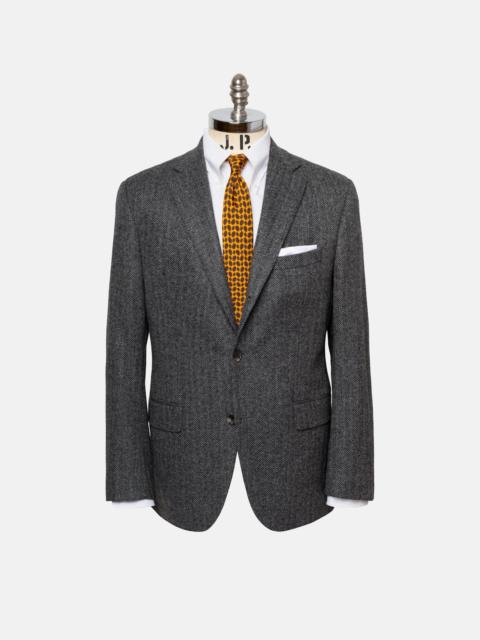 J. PRESS MADE-IN-CANADA GREY HERRINGBONE WOOL/CASHMERE SPORT COAT