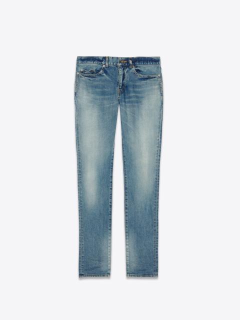SAINT LAURENT low-waisted skinny jeans in bright blue comfort stretch denim