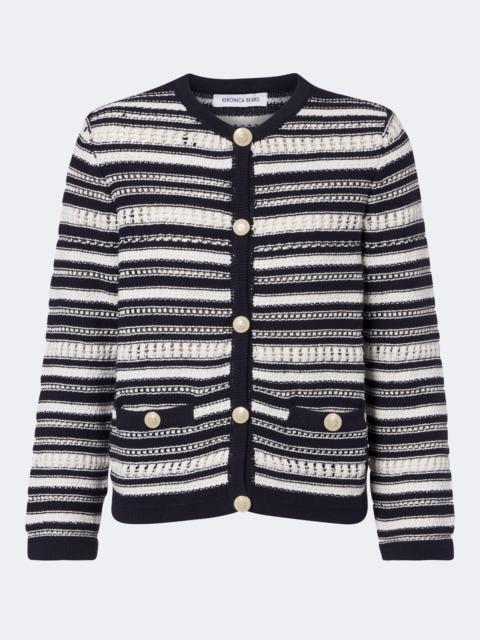 VERONICA BEARD Bellingham striped cotton cardigan