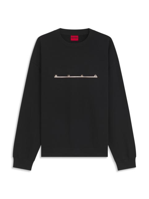 HUGO COTTON SWEATSHIRT WITH SPACED LOGO PRINT