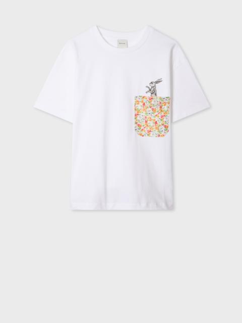Paul Smith Women's White 'Rabbit' Floral Pocket T-Shirt