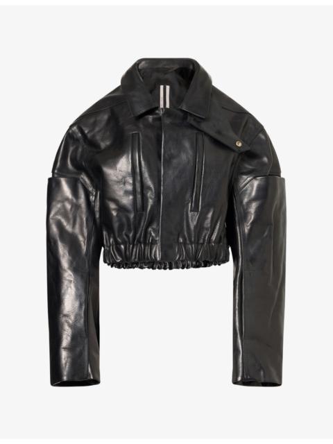 Rick Owens Collared Mac Leather Bomber Jacket