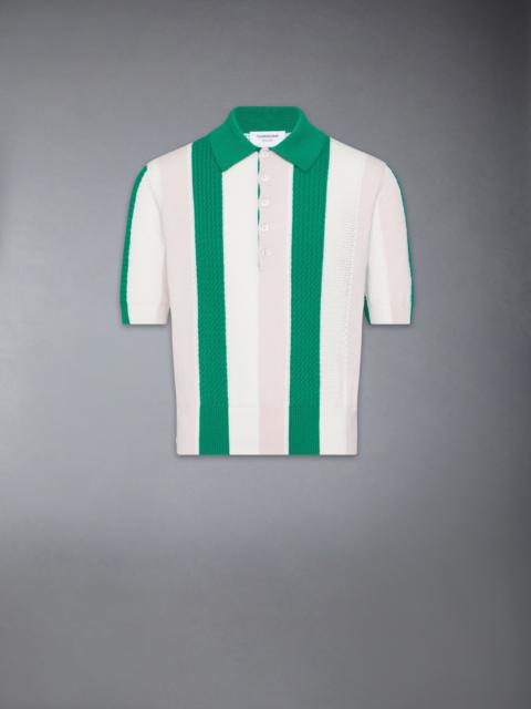 Thom Browne CASHMERE INTARSIA SHADOW STRIPE POLO