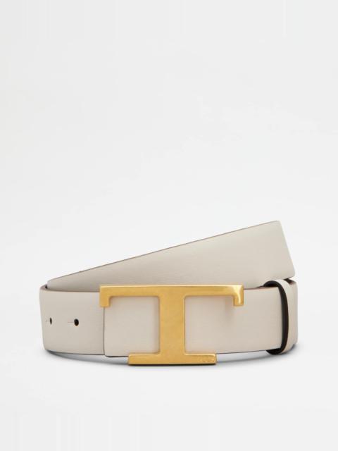 Tod's REVERSIBLE BELT IN LEATHER - BROWN, GREY