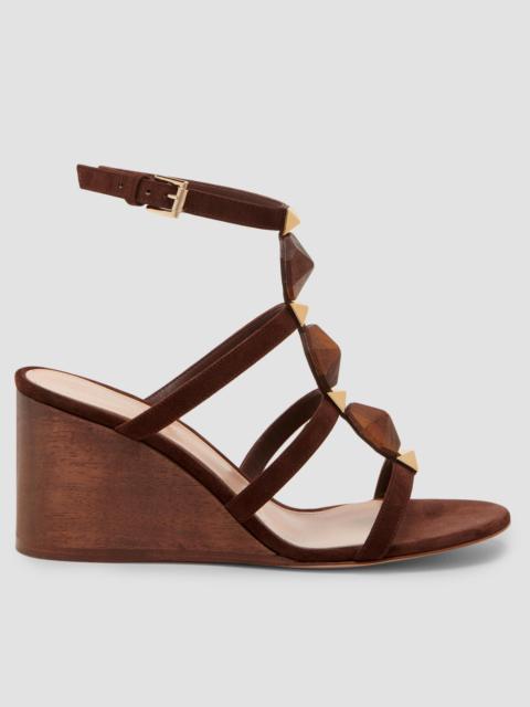 Gianvito Rossi Women's 70MM Beaded Suede Wedges - Brown