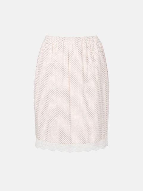 POSSE Marlowe lace-trimmed polka-dot cotton midi skirt