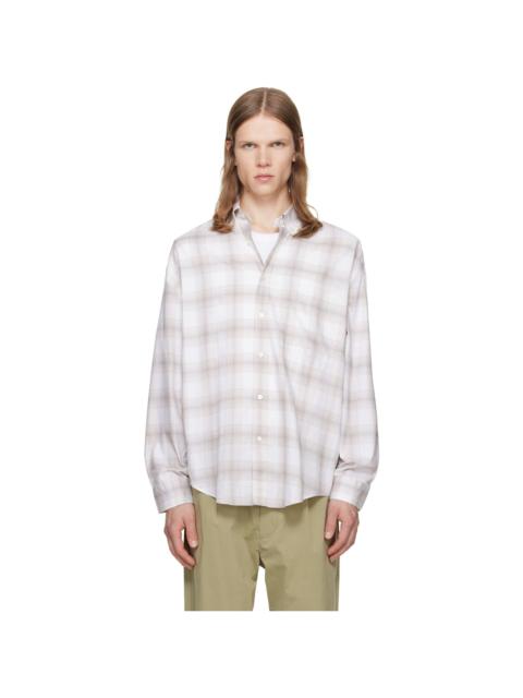 BOSS White & Beige Cotton Poplin Shirt