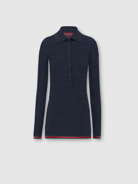 Extra fine rib cashmere knit top