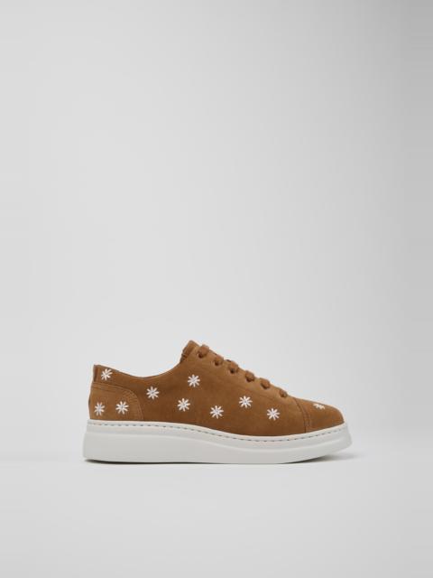 CAMPER Runner Up Brown Suede Leather Sneakers for Women.