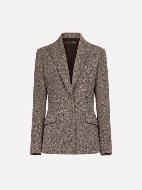 Oscar de la Renta SLUB WOOL TWEED COLLARED SKIRT