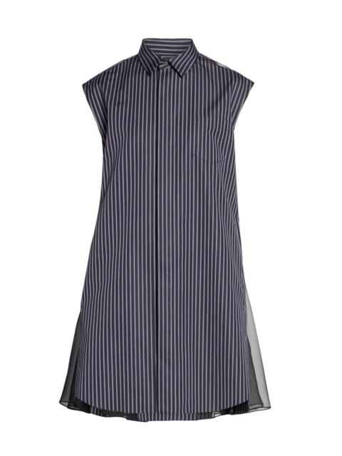 sacai Women's Pinstripe Poplin Shift Shirtdress - Navy Stripe