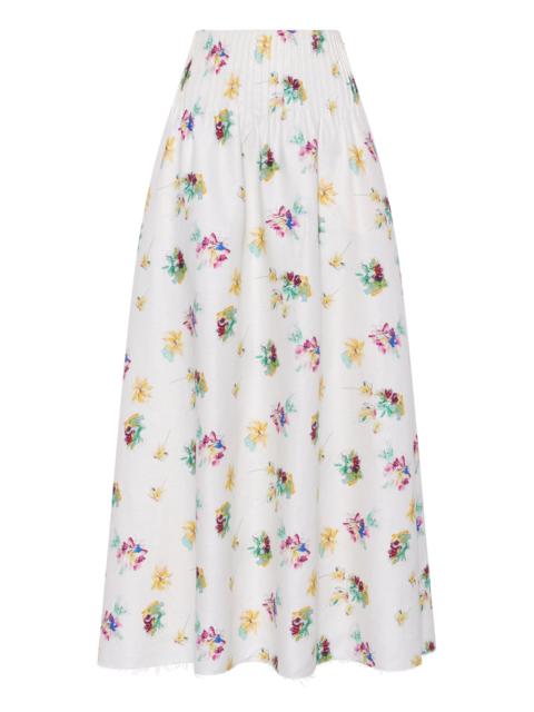 GABRIELA HEARST Penelope Mia's Flowers Maxi Skirt in Ivory Muli Printed Linen Twill