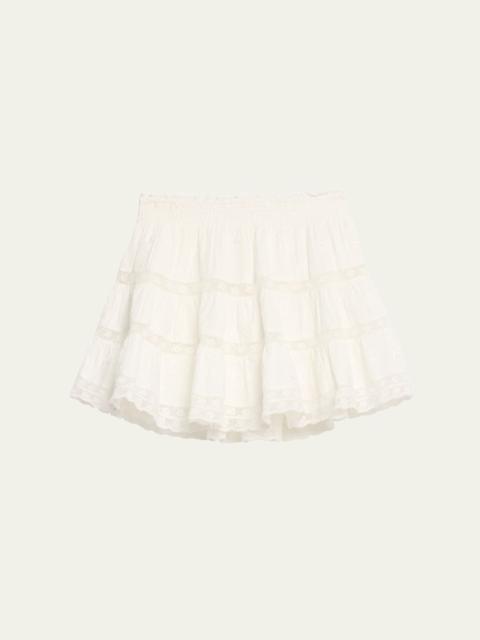 LoveShackFancy Viro Lace-Trim Mini Skirt
