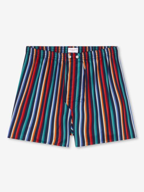 Derek Rose Men's Classic Fit Boxers Wellington 54 Cotton Satin Multi