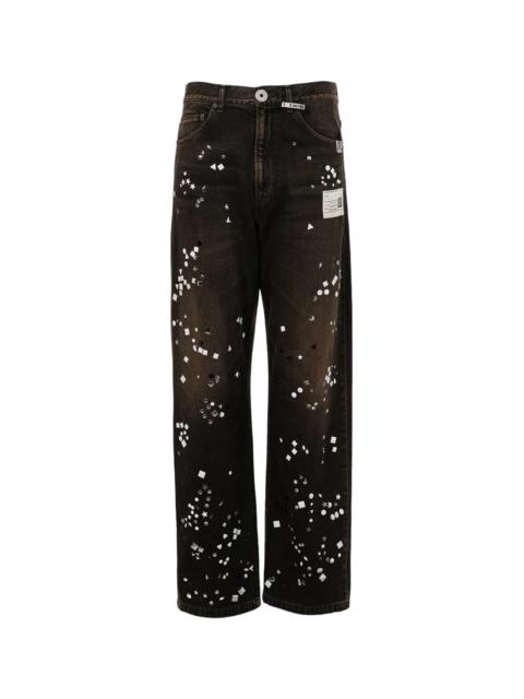 Maison MIHARAYASUHIRO Embellished Bleached Jeans "Black" A15PT025 BLACK