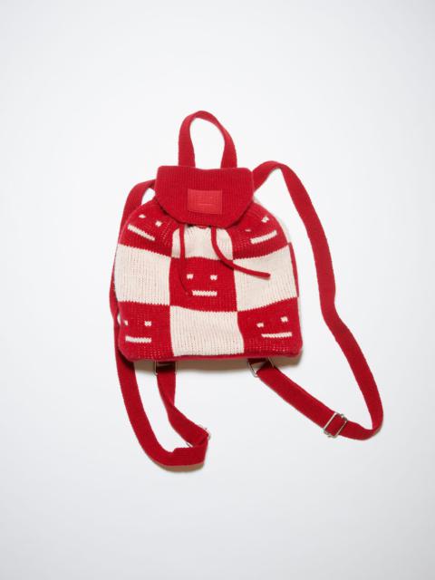 Acne Studios Knitted Face backpack - Deep red/faded pink melange