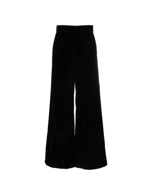 high-waisted flared trousers