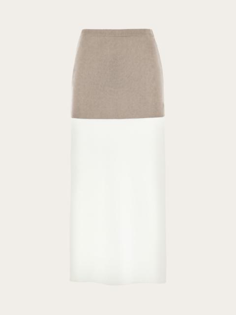 FERRAGAMO Two tone color block layered skirt