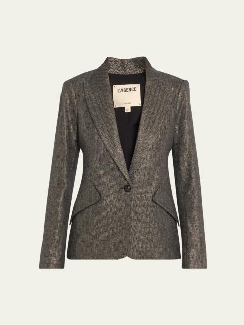 Chamberlain Metallic Herringbone Single-Breasted Blazer