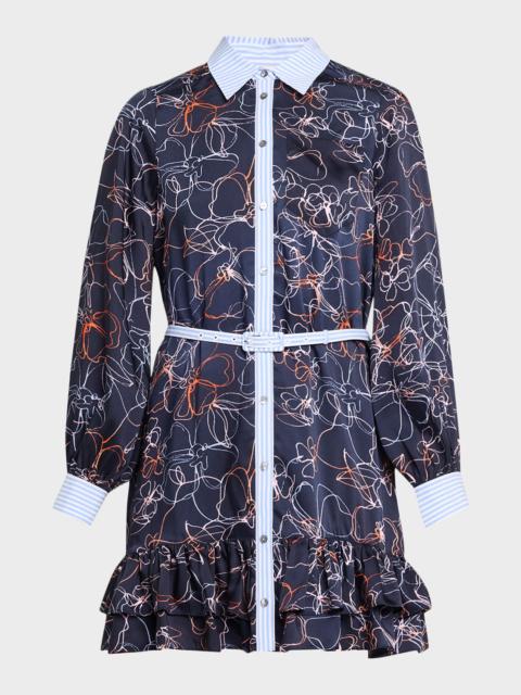 Cinq à Sept Malva Floral Linework Mini Shirtdress