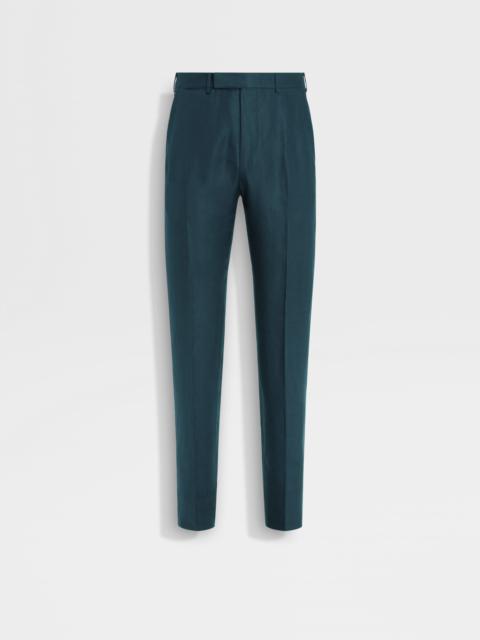 ZEGNA DARK TEAL BLUE OASI LINO PANTS