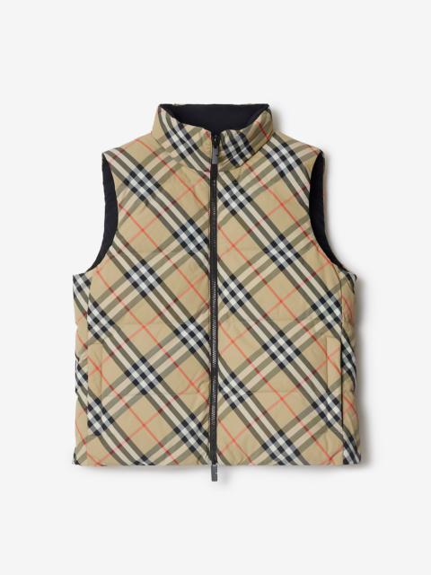 Reversible Check Nylon Puffer Gilet