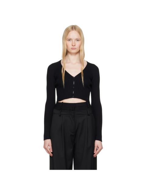 courrèges Black Solar Light Rib Cardigan