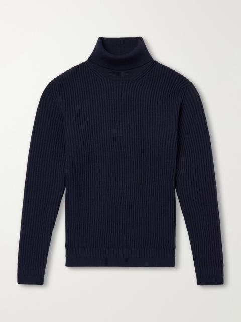 SLOWEAR Zanone Slim-Fit Ribbed Virgin Wool Rollneck Sweater