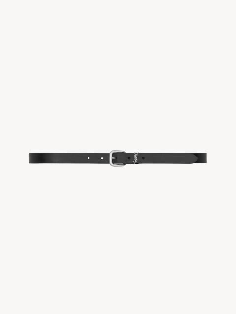 SAINT LAURENT CASSANDRE RECTANGULAR BUCKLE BELT IN LEATHER
