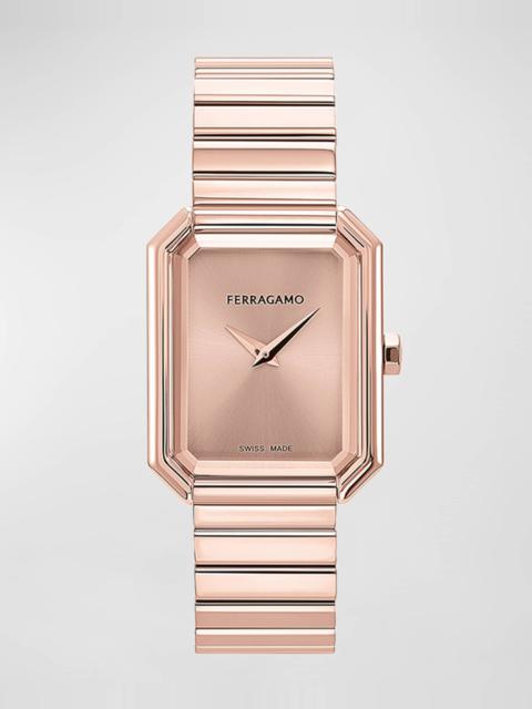 26.5x33.5mm Ferragamo Crystal Watch with Rose Gold Dial