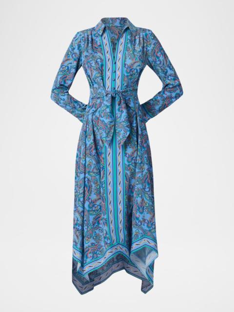 Shoshanna Adair Paisley-Print Handkerchief Midi Dress