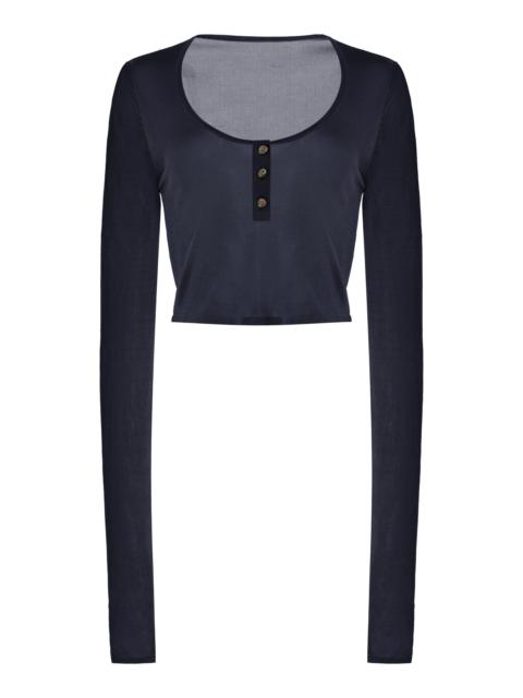 BRANDON MAXWELL The Wylder Cropped Henley Top navy