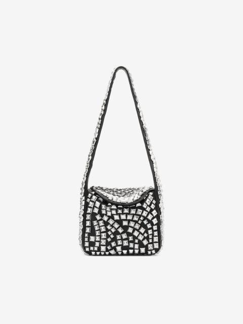 spike small hobo bag in studded leather