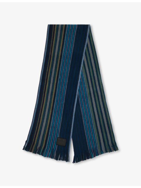 Paul Smith Striped Double-Sided Wool Scarf