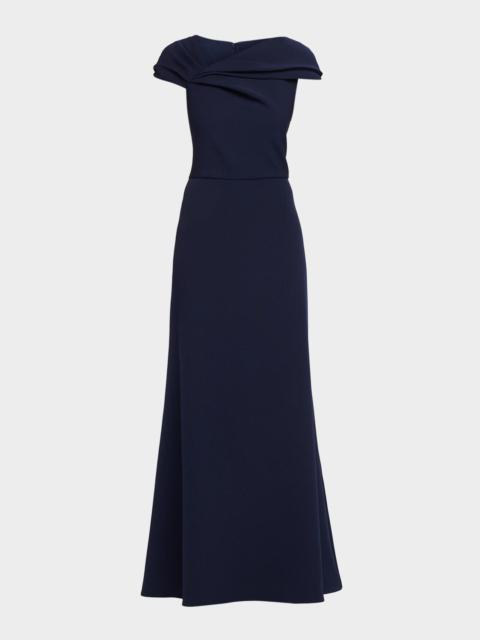 Shoshanna Carly Asymmetric Stretch Crepe Gown