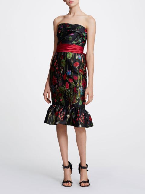 Marchesa STRAPLESS PRINTED FLORAL COCKTAIL MINI DRESS