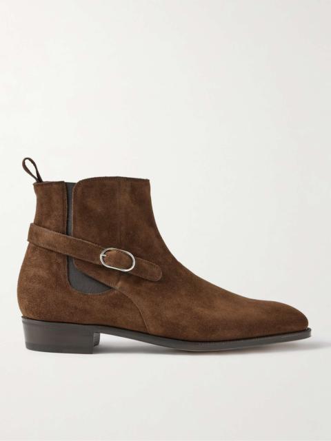 John Lobb Masons Buckled Suede Chelsea Boots