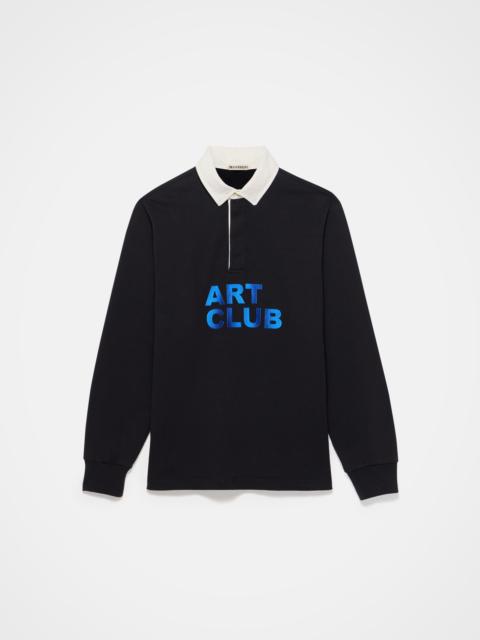 JW Anderson 'ART CLUB' RUGBY POLO TOP IN WASHED BLACK