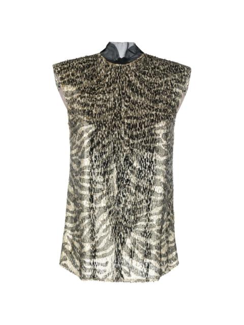 metallic flocked blouse