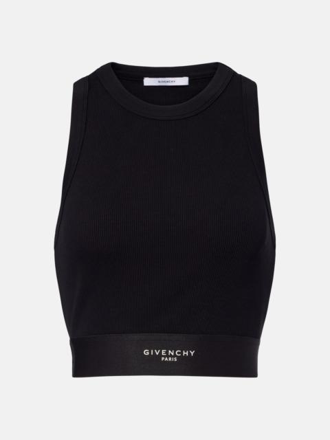Givenchy Logo ribbed-knit cropped cotton tank top