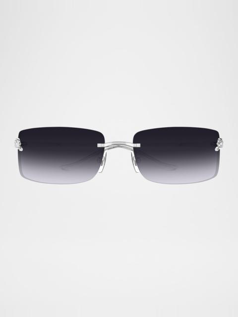 Cartier panther rimless rectangle metal sunglasses