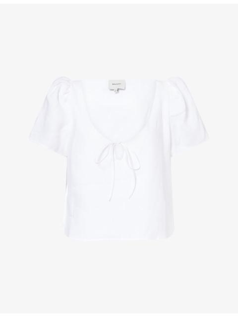 Reformation Mayla Tie-Front Linen Top