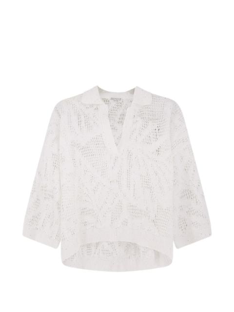 Brunello Cucinelli openwork V-neck sweater