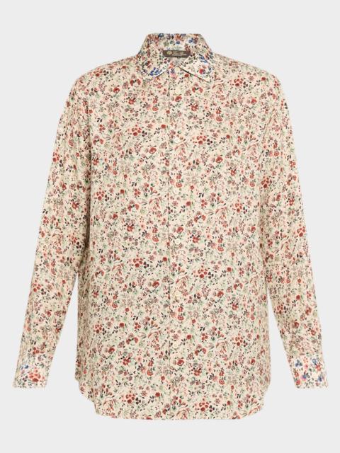 Loro Piana Thea Floral-Print Silk Button-Down Shirt